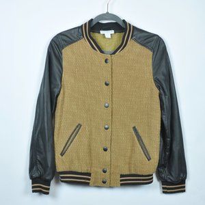 Varsity jacket with pleather arms